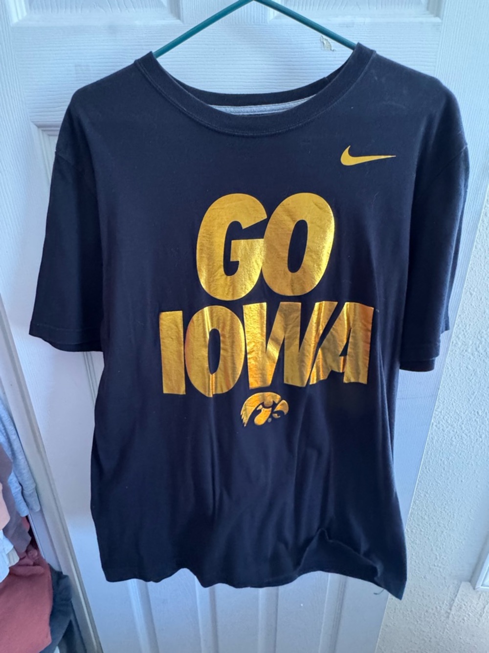 Nike Black Crewneck Tee with Gold Swoosh Printed Label